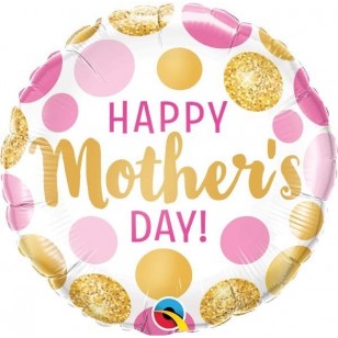 Happy Mother's Day Pink & Gold Spots Balloon